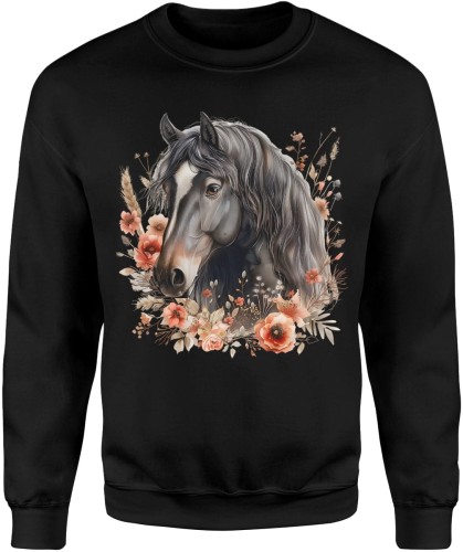 Czarny koń styl akwarelowy Męska bluza 