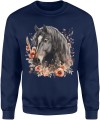 Czarny koń styl akwarelowy Męska bluza 