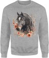 Czarny koń styl akwarelowy Męska bluza  
