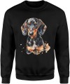 Czarny piesek jamnik z czarnym psem jamnikiem Męska bluza 