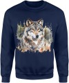 Wilk w lesie styl malowany Męska bluza 