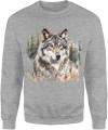 Wilk w lesie styl malowany Męska bluza  