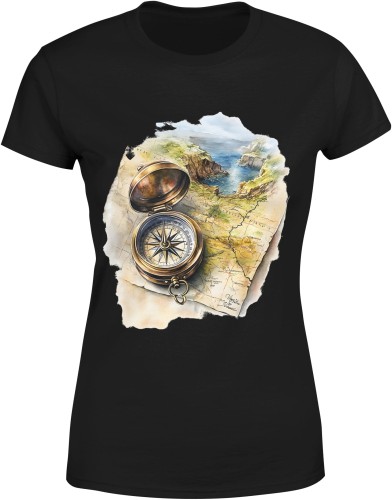Kompas mapa Damska koszulka 