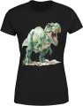 Zielony dinozaur t rex Damska koszulka 