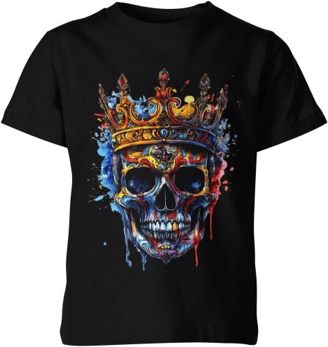 Kolorowa czaszka w koronie Dziecięca koszulka  