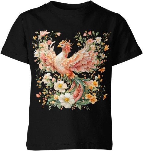 Feniks w kwiatach feniks kwiaty Dziecięca koszulka  