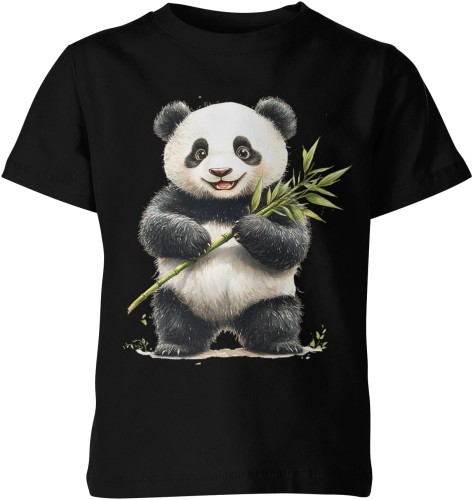 Radosny Miś Panda z bambusem Dziecięca koszulka 