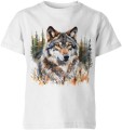 Wilk w lesie styl malowany Dziecięca koszulka 
