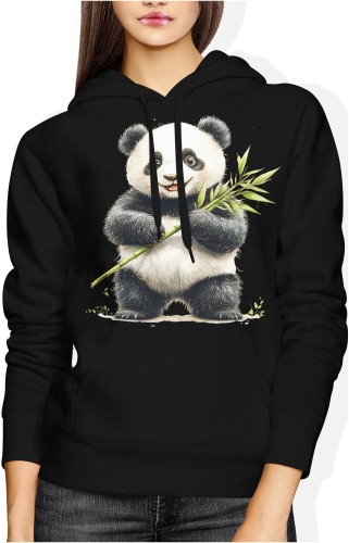Radosny Miś Panda z bambusem Damska bluza z kapturem 