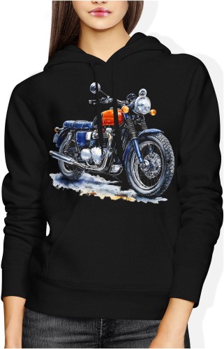Retro czerwony motocykl Damska bluza z kapturem 