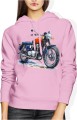 Retro czerwony motocykl Damska bluza z kapturem 
