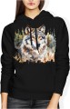 Wilk w lesie styl malowany Damska bluza z kapturem 
