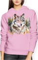 Wilk w lesie styl malowany Damska bluza z kapturem 