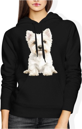 Biały piesek west z białym psem westem Damska bluza z kapturem 
