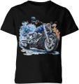 Retro niebieski Chopper Dziecięca koszulka 