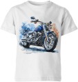Retro niebieski Chopper Dziecięca koszulka 
