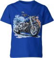Retro niebieski Chopper Dziecięca koszulka 
