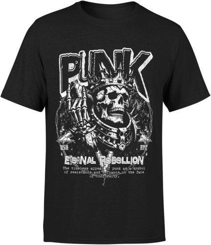 Czaszka w koronie PUNK Męska koszulka 