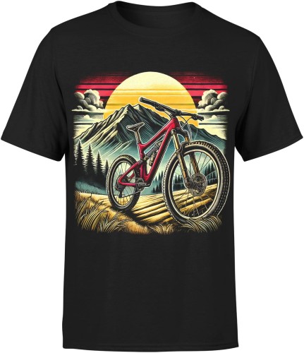 Rower w górskim pejzazu Męska koszulka 