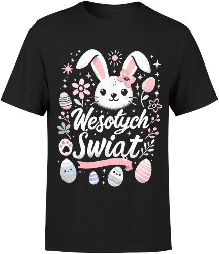 Wielkanoc Wielkanocna Wesołych Świąt z zającem pisankami Męska koszulka 