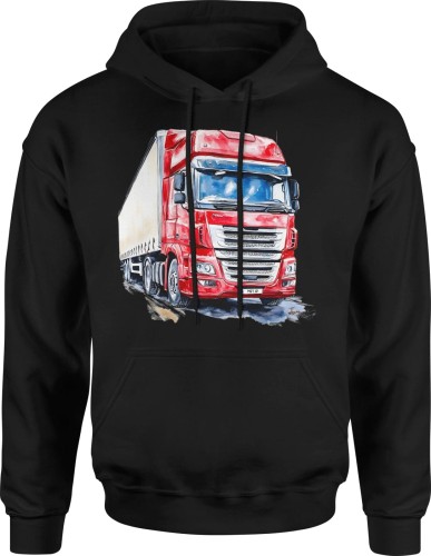 Czerwona ciężarówka z czerwoną ciężarówką Męska bluza z kapturem 