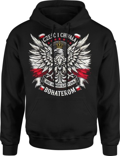 Cześć i chwała bohaterom Bóg Honor Ojczyzna Męska bluza z kapturem 