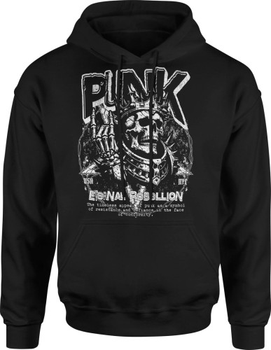 Czaszka w koronie PUNK Męska bluza z kapturem 