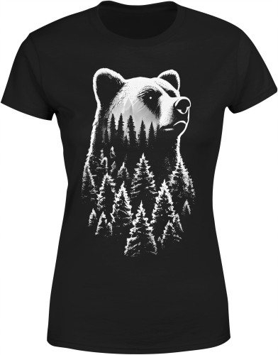 Miś w lesie Damska koszulka color:#000000