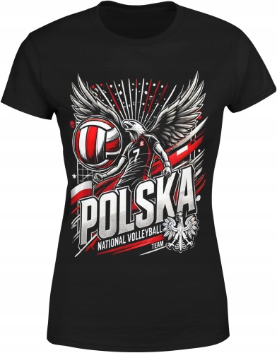 Polska siatkówka dla kibica siatkówki Damska koszulka color:#000000