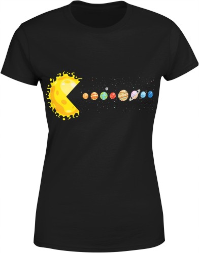 Pac Man Pacman Kosmos Retro Damska koszulka color:#000000