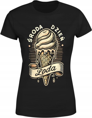 Środa Dzień Loda dla lodziarni Damska koszulka color:#000000