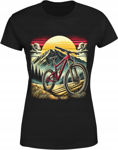 Rower w górskim pejzazu Damska koszulka color:#000000