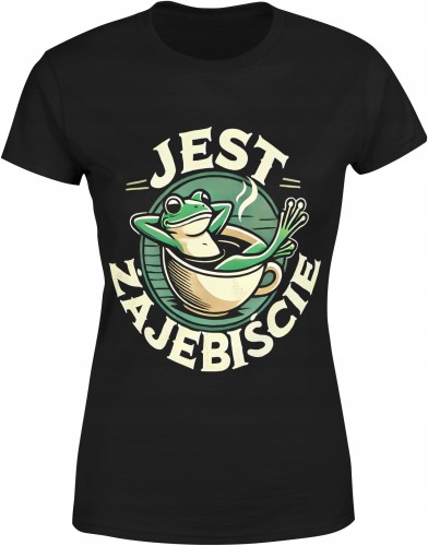 Jest żajebiscie z żabą Damska koszulka color:#000000