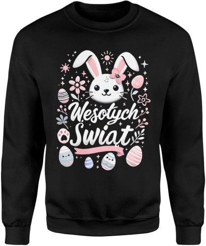 Wielkanoc Wielkanocna Wesołych Świąt z zającem pisankami Męska bluza 