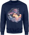 Z koniem zachodem słońca brzegiem morza Męska bluza 