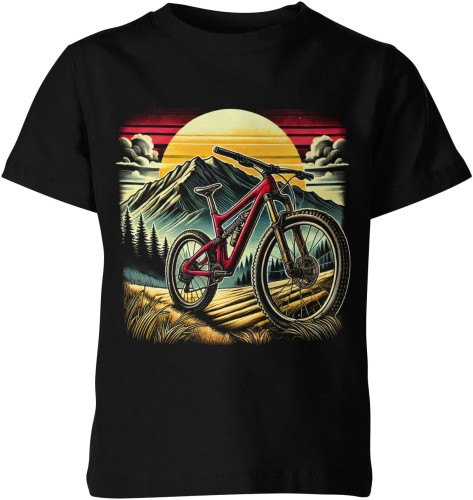Rower w górskim pejzazu Dziecięca koszulka 