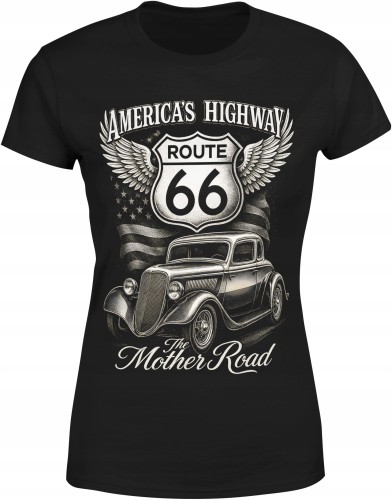 Americas Highway Route 66 Damska koszulka  color:#000000