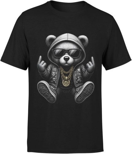 Miś w łańcuchach i okularach Męska koszulka 