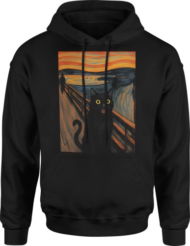 Krzyk czarny kot Męska bluza z kapturem 
