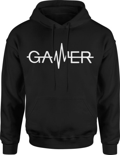 Gamer linia życia bicie serca Męska bluza z kapturem 