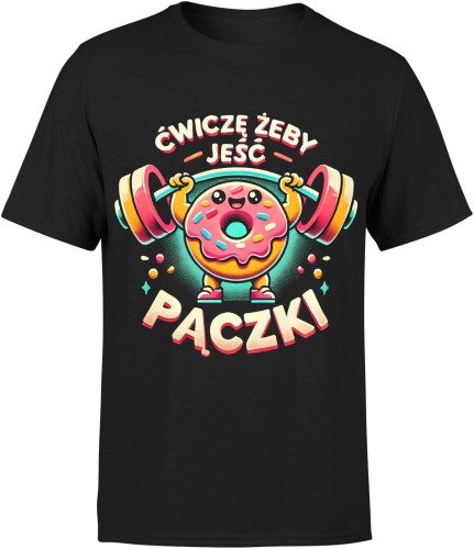 Ćwiczę żeby jeść pączki z pączkiem Męska koszulka 