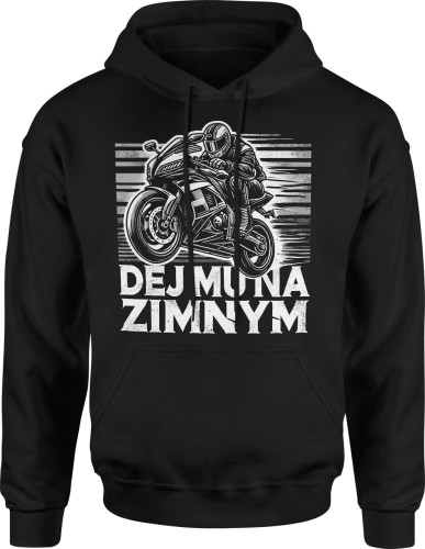 Dej mu na zimnym z motorem Męska bluza z kapturem 