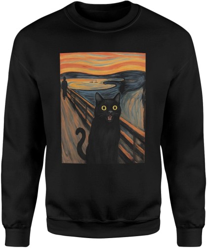 Krzyk czarny kot Męska bluza 