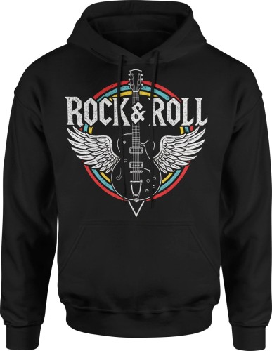 Rock And Roll N Koncertowa Ze Skrzydłami Punkowa Męska bluza z kapturem 