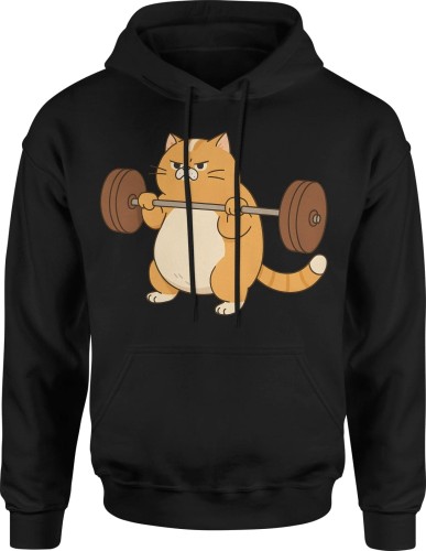 Kot Siłacz sztanga Męska bluza z kapturem  