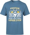 Pracuję żeby kot miał lepsze życie Męska koszulka niebieska 