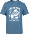 Dzień dobry że tak sobie zażartuję kawa z kawą Męska koszulka niebieska 