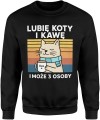 Lubię koty i kawę i może z 3 osoby Męska bluza 