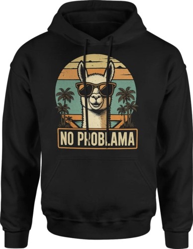 No Problama z lama Męska bluza z kapturem 