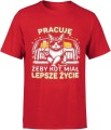 Pracuję żeby kot miał lepsze życie Męska koszulka czerwona 